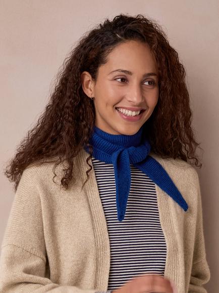 Celtic & Co. Garter Stitch Wool Neck Tie - view 2, Cobalt