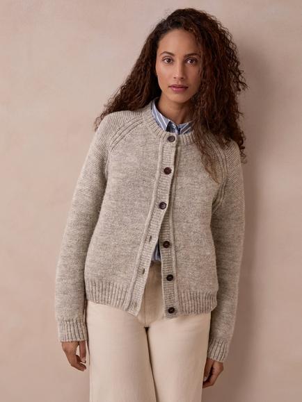 Celtic & Co. Wool Stich Cardigan, Undyed Taupe, Undyed Taupe