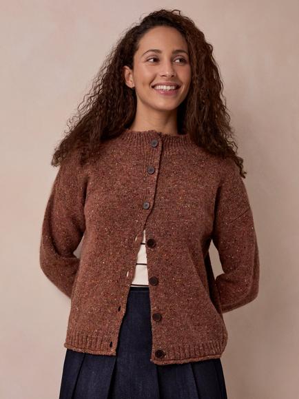 Celtic & Co. Donegal Wool Button Neck Cardigan, Rust, Rust