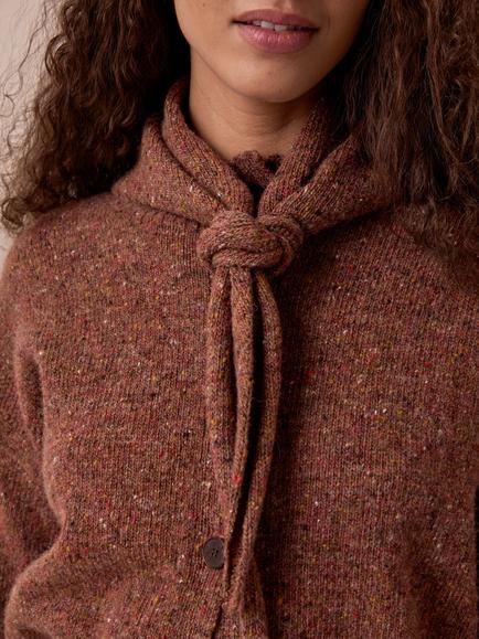 Celtic & Co. Donegal Wool Button Neck Cardigan, Rust - view 2, Rust