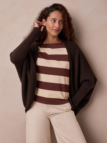 Celtic & Co. Geelong Wool Supersoft Cocoon Cardigan, Chocolate, Chocolate