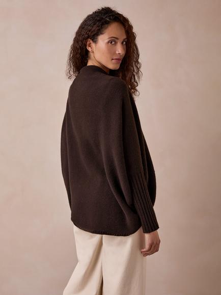 Celtic & Co. Geelong Wool Supersoft Cocoon Cardigan, Chocolate - view 2, Chocolate