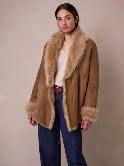 Celtic & Co. Toscana Trim Sheepskin Jacket, Caramel, Caramel