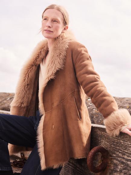 Celtic & Co. Toscana Trim Sheepskin Jacket, Caramel - view 2, Caramel