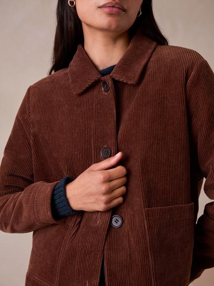 Celtic & Co Cotton Rich Cord Utility Jacket, Chocolate - view 2, Chocolate