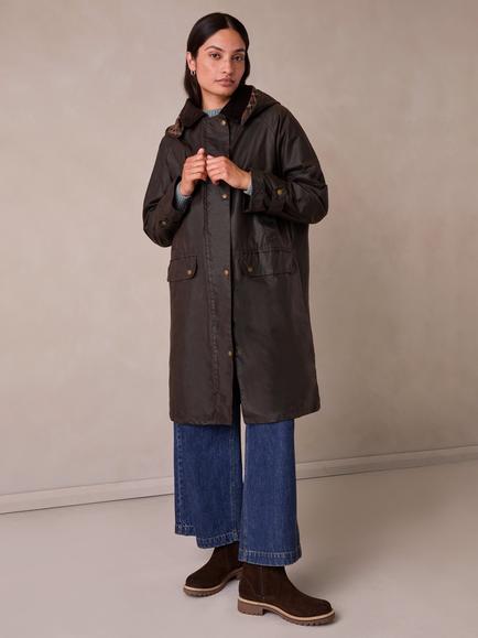 Celtic & Co. Longline Wax Jacket, Chocolate, Chocolate
