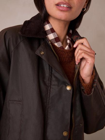 Celtic & Co. Raglan Sleeve Waxed Jacket, Chocolate - view 2, Chocolate