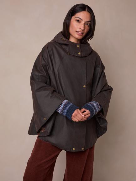 Celtic & Co. Waterproof Waxed Cotton Cape, Dark Brown, Dark Brown