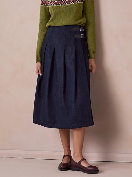 Celtic & Co. Midi Denim Kilt, Dark Wash, Dark Wash
