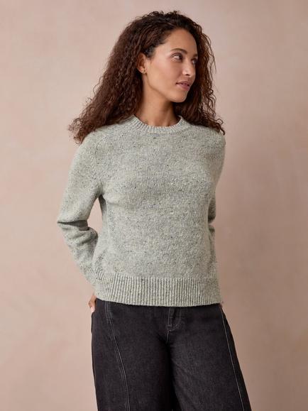 Celtic & Co. Donegal Wool Crew Neck Jumper, Mineral - view 2, Mineral