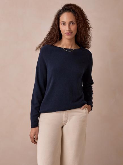 Celtic & Co. Geelong Wool Round Neck Jumper, Dark Navy