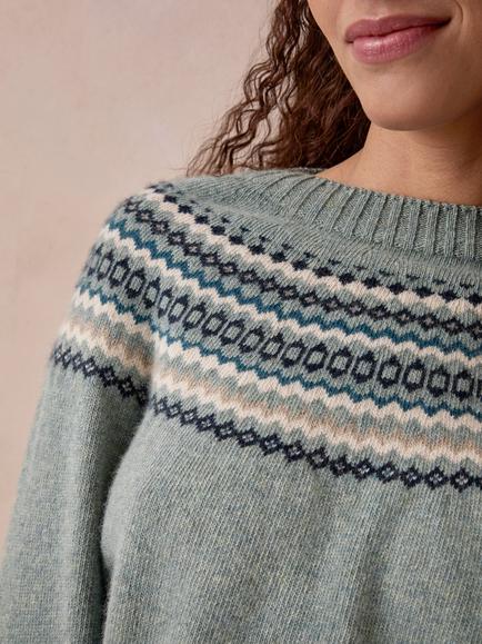Celtic & Co. Wool Ditsy Fair Isle Yoke Jumper, Dark Skylight - view 2, Dark Skylight