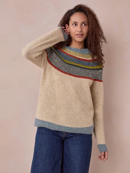 Celtic & Co. Donegal Wool Statement Jumper, Oatmeal/Multi, Oatmeal/Multi