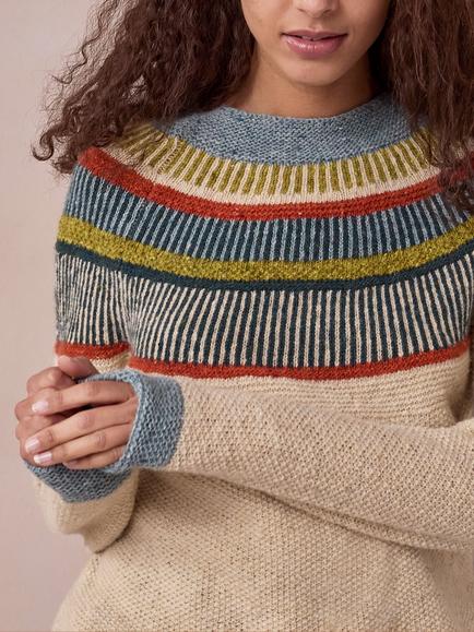 Celtic & Co. Donegal Wool Statement Jumper, Oatmeal/Multi - view 2, Oatmeal/Multi