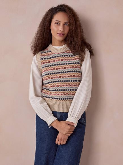 Celtic & Co. Wool Fair Isle Tank Top, Oatmeal Multi, Oatmeal Multi