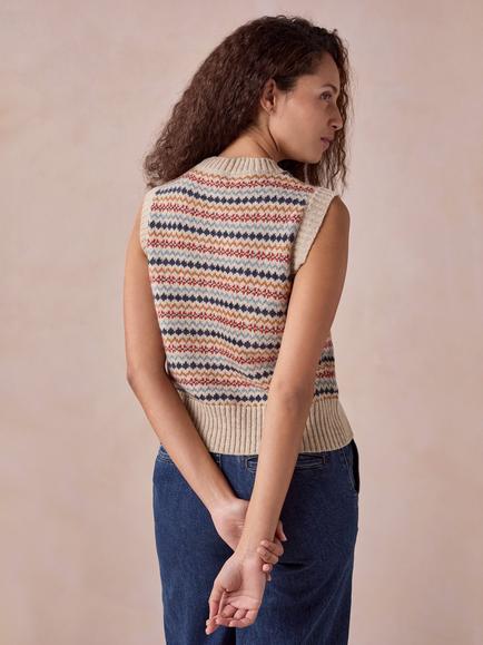 Celtic & Co. Wool Fair Isle Tank Top, Oatmeal Multi - view 2, Oatmeal Multi