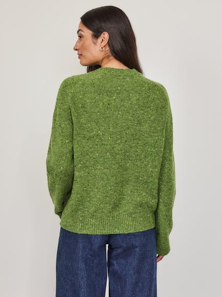 Celtic & Co. Wool Donegal Saddle Shoulder Crew Neck Jumper, Fern Green - view 2, Fern Green
