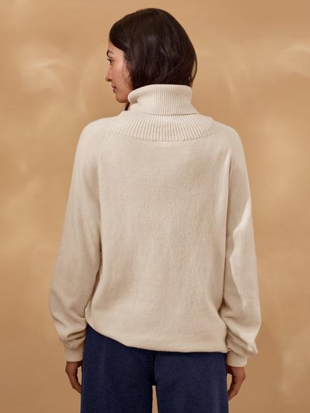 Celtic & Co. Geelong Slouch Roll Neck Jumper - view 2, Almond