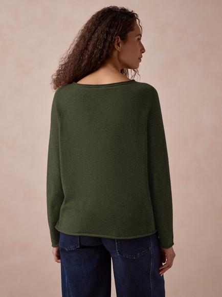 Celtic & Co. Supersoft Essential Wool Jumper, Olive - view 2, Olive