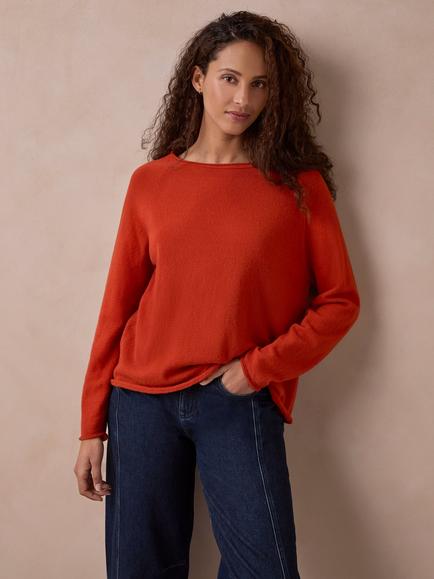 Celtic & Co. Geelong Wool Round Neck Jumper, Burnt Orange