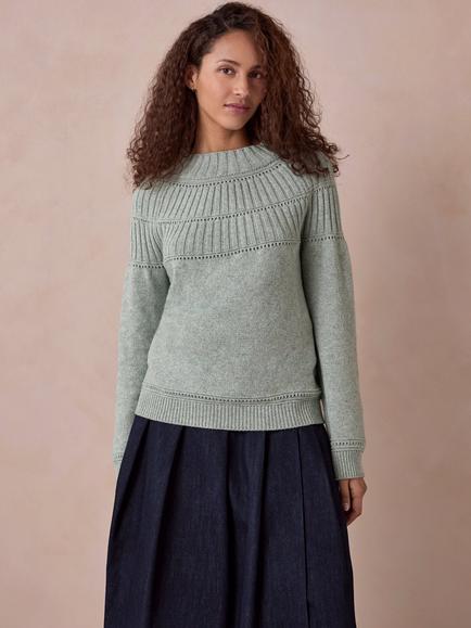 Celtic & Co. Rib Stitch Yoke Jumper, Dark Skylight, Dark Skylight