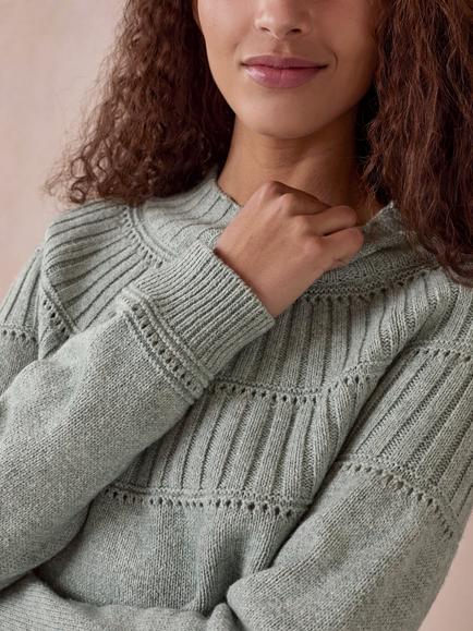 Celtic & Co. Rib Stitch Yoke Jumper, Dark Skylight - view 2, Dark Skylight