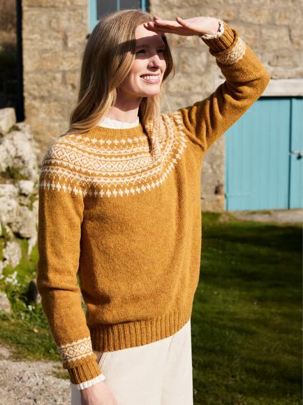 Celtic & Co. Highlands Crew Neck Jumper, Golden Yellow - view 2, Golden Yellow
