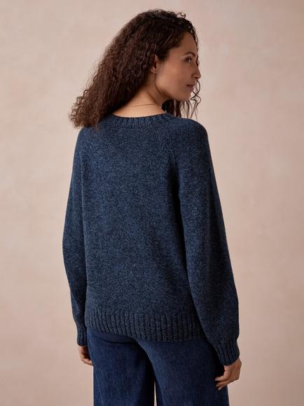 Celtic & Co. Weekend Geelong Wool Crew Neck Jumper, Navy Marl - view 2, Navy Marl