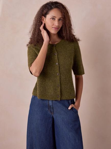 Celtic & Co. Alpaca Blend Short Sleeve Top, Olive, Olive