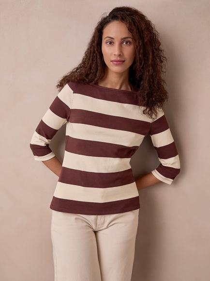 Celtic & Co. Shoulder Insert Striped Top, Multi, Multi