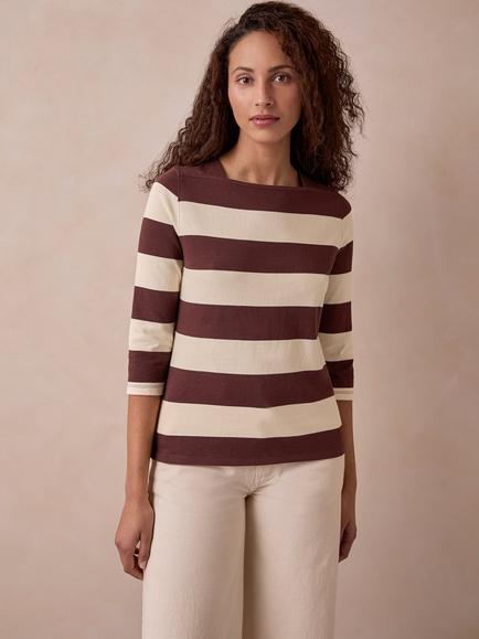 Celtic & Co. Shoulder Insert Striped Top, Multi - view 2, Multi