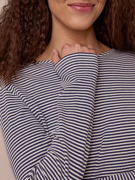 Celtic & Co. Breton Striped Long Sleeve Top, Navy Multi - view 2, Navy Multi