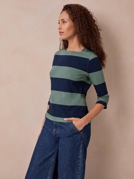 Celtic & Co. Heavyweight Cotton Top, Pinewood/Navy - view 2, Pinewood/Navy