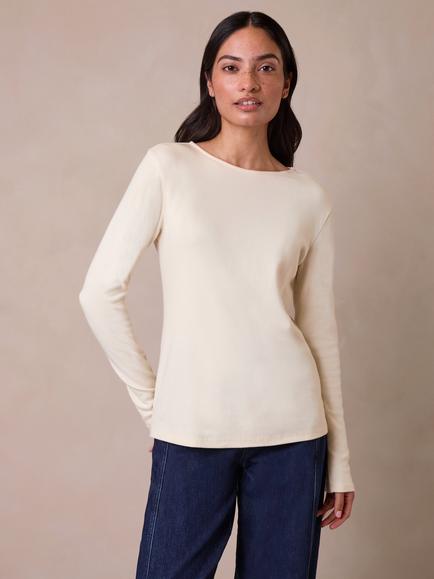 Celtic & Co. Cotton Long Sleeve Top, Chalk White