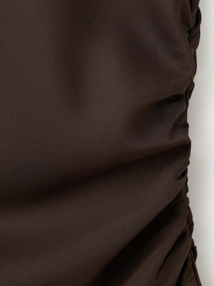 Mango Sleeveless Ruched Mini Dress, Brown - view 2, Brown