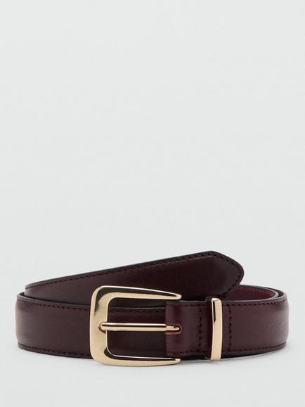 Mango Leather Belt, Bordeaux