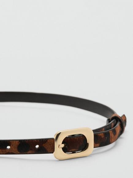 Mango Animal Print Belt, Chocolate - view 2, Chocolate