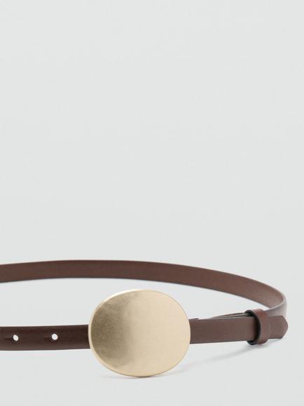 Mango Oval Buckle Belt, Chocolate - view 2, Chocolate