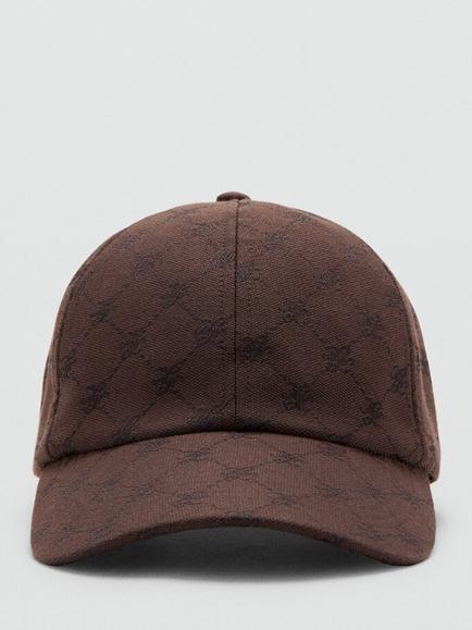 Mango Monogram Print Baseball Cap, Chocolate - view 2, Chocolate