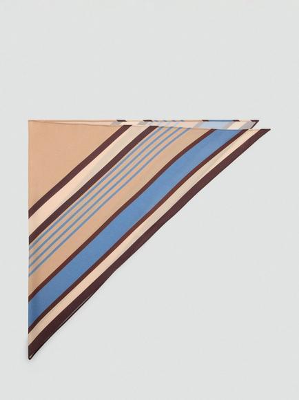 Mango Stripe Square Scarf, Blue, Blue