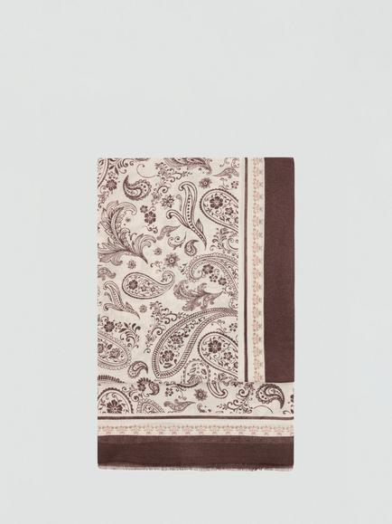 Mango Fular Paisley Rectangular Scarf, Chocolate, Chocolate