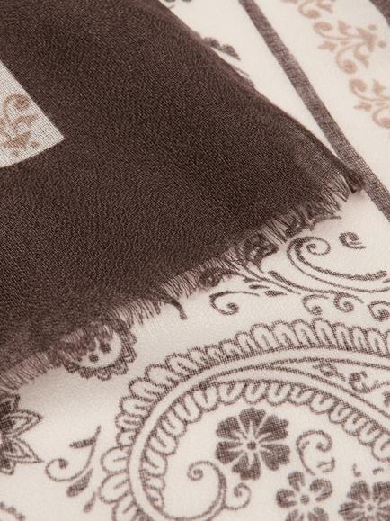 Mango Fular Paisley Rectangular Scarf, Chocolate - view 2, Chocolate