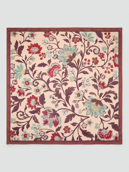 Mango Floral Square Scarf, Brown, Brown