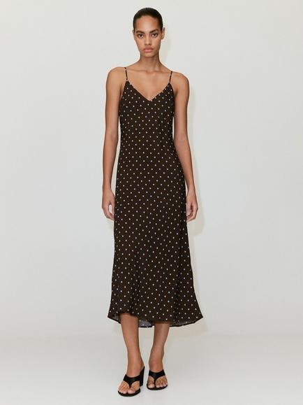 Mango Bias-Cut Slip Dress, Chocolate, Chocolate