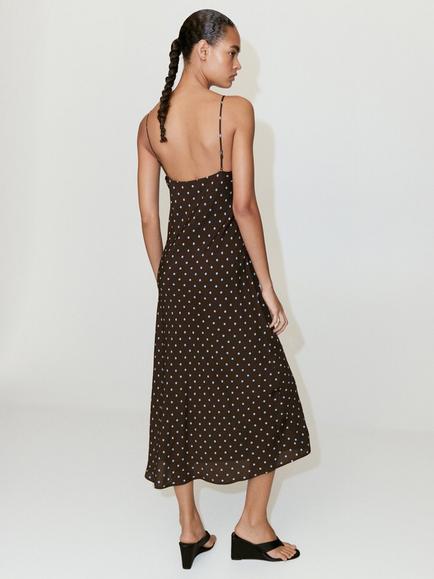 Mango Bias-Cut Slip Dress, Chocolate - view 2, Chocolate