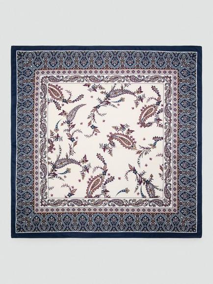 Mango Paisley Square Scarf, Navy, Navy