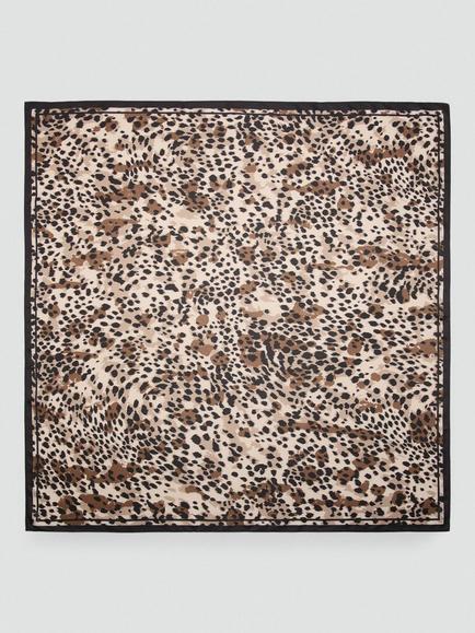 Mango Animal Print Square Scarf, Brown, Brown