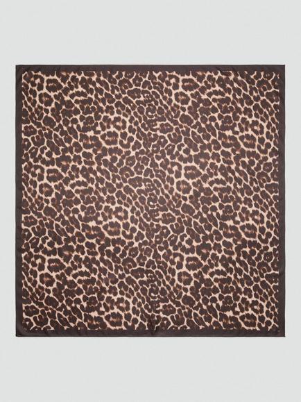 Mango Leopard Print Square Scarf, Brown, Brown
