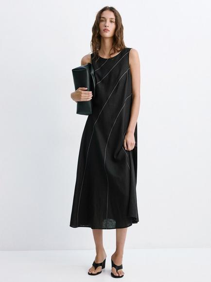 Mango Sleeveless Midi Dress, Black, Black