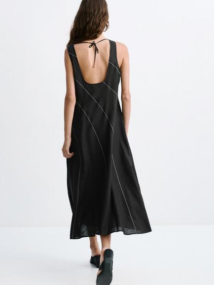 Mango Sleeveless Midi Dress, Black - view 2, Black
